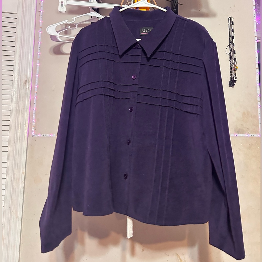 Purple Mhm Melissa Harper Open Back Printed Button Down Size Medium Woman’s